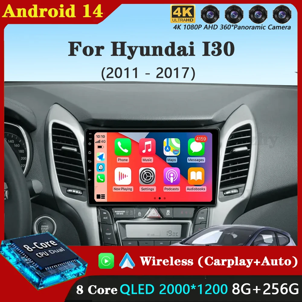 

Android 14 Carplay Auto WIFI+4G For Hyundai I30 Elantra GT 2011 - 2013 2014 2015 2016 Car Radio Multimedia Player Stereo GPS DSP