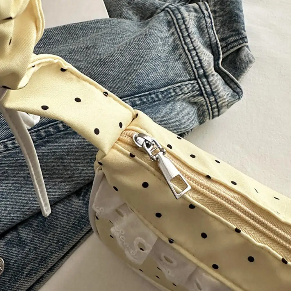 Niedliche Spitzen-Schultertasche mit Tupfenmuster, Süße Unterarmtasche mit Schleife, Y2k Mode, Lässige Umhängetasche, Crossbody-Tasche – Detail 20