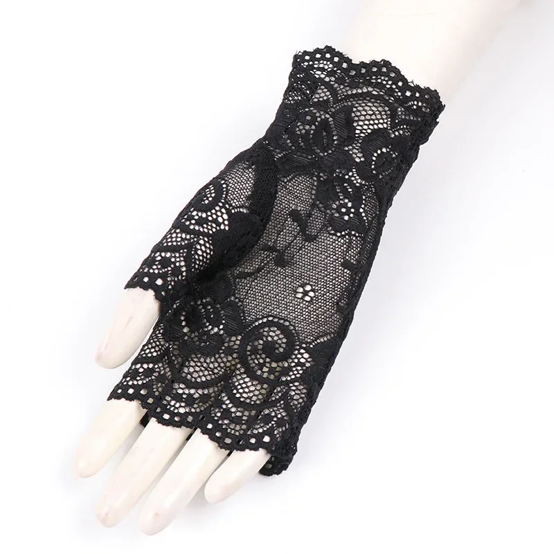 النساء الرقص قفازات برباط واقية من الشمس قفازات قصيرة أصابع القيادة قفازات نصف اصبع قفازات متصلة قفازات مرنة الصيف