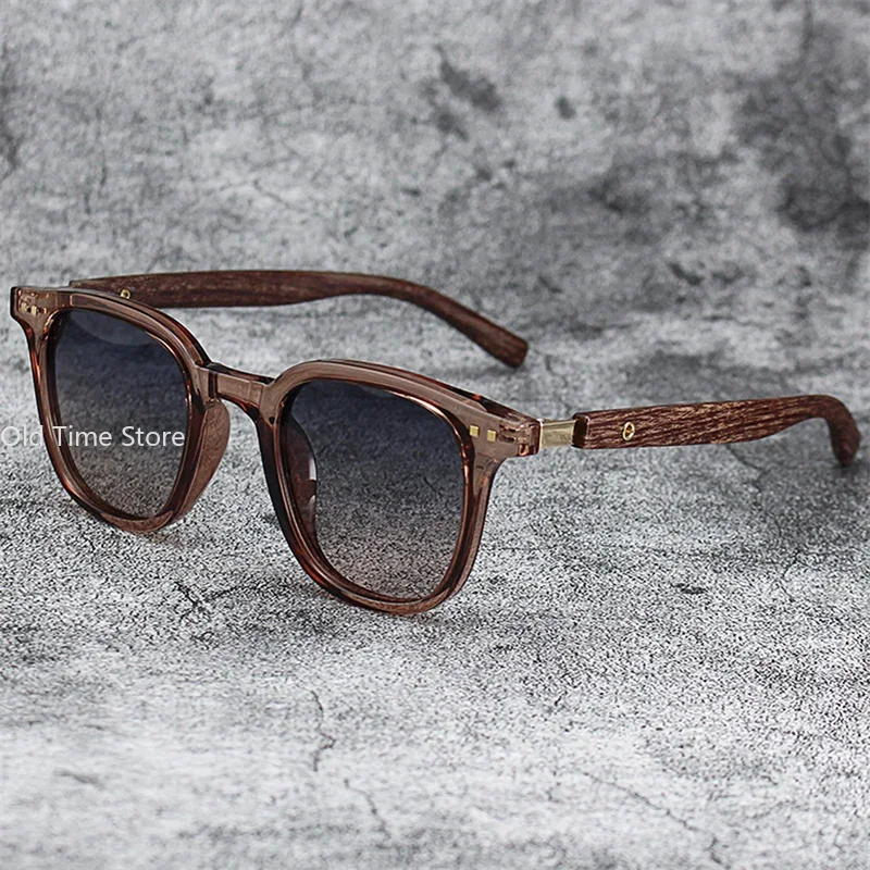 Classic Wood Grain Mirror Legs Sunglasses Men's Small Frame Square Sun Glasses Women's High Quality Eyewear UV400 Oculos De Sol