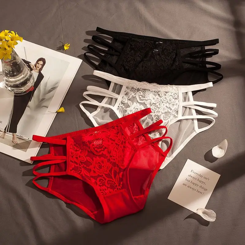 Ropa interior de mujer Pure Desire, ropa interior sexy de encaje cómoda con entrepierna de algodón puro, ropa interior antibacteriana, pantalones triangulares de cintura media, nuevo regalo