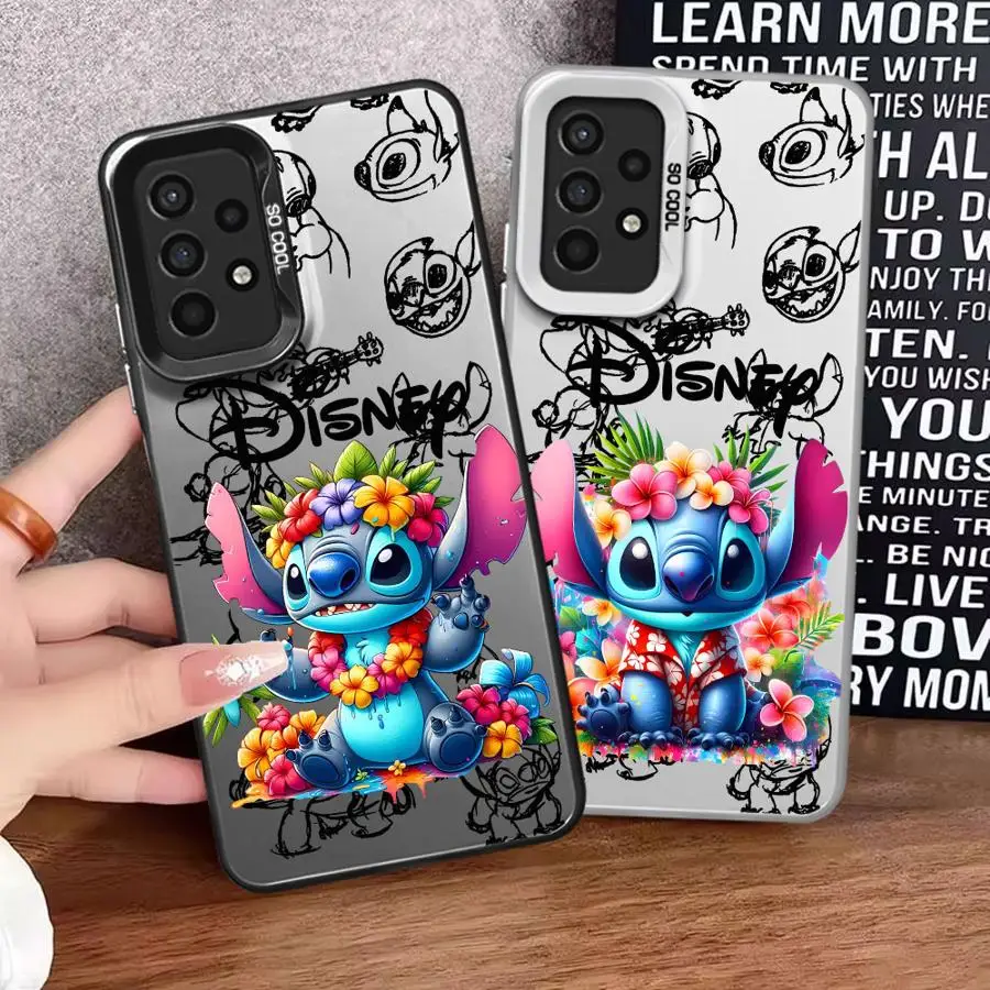 Case for Samsung Galaxy A54 A52 A14 A53 A34 A13 A12 A23 A33 A71 A32 A51 A24 A72 Silicone Phone Cover Disney Stitch Beach Tourism