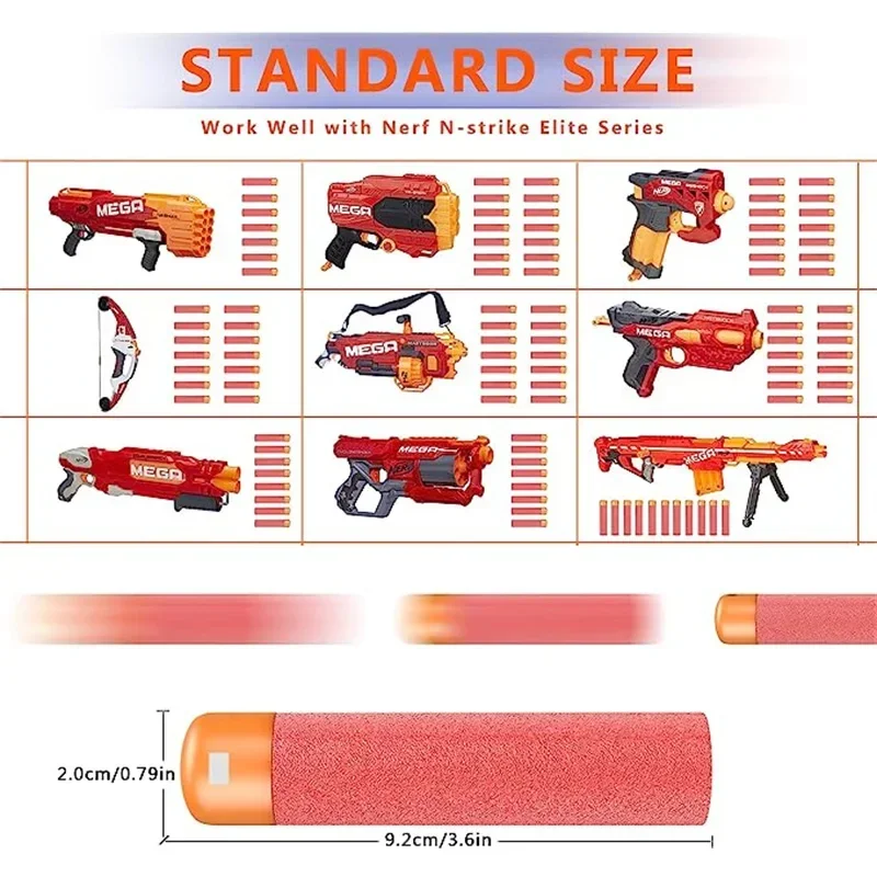 메가 다트 장난감 총용 메가 총알 호환 리필 팩, N-스트라이크 메가 시리즈 블래스터, 레드 및 블루 폼 다트, 60 개