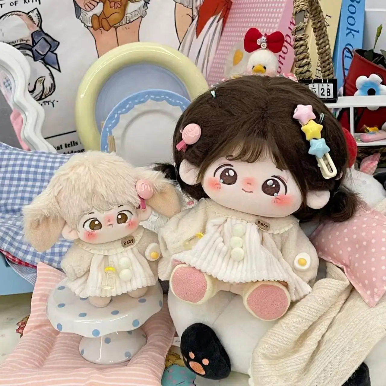 Gonna piccola in peluche per vestiti per bambole in cotone da 20 cm Caldo inverno Ragazze carine Vestito cosplay Burattino di peluche da collezione ACC Giocattoli regalo per bambini