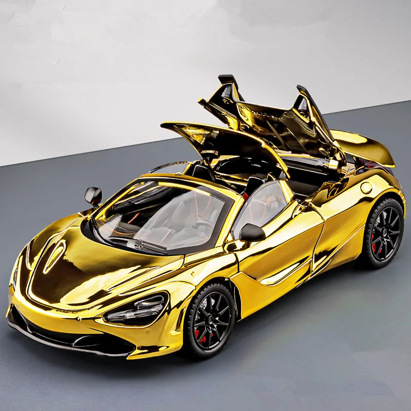 

1:24 720S Electroplate Version Alloy Track Racing Car Model Diecast Metal Sports Car Vehicle Model Sound and Light Kids Toy Gift