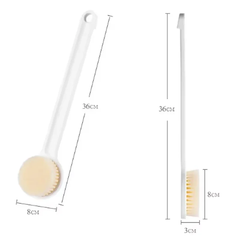 Brosse dorsale à long manche pour la douche, poils doux, brosse de bain expansive pour le corps, épurateur de douche pour la santé de la peau, broCumbria à sec