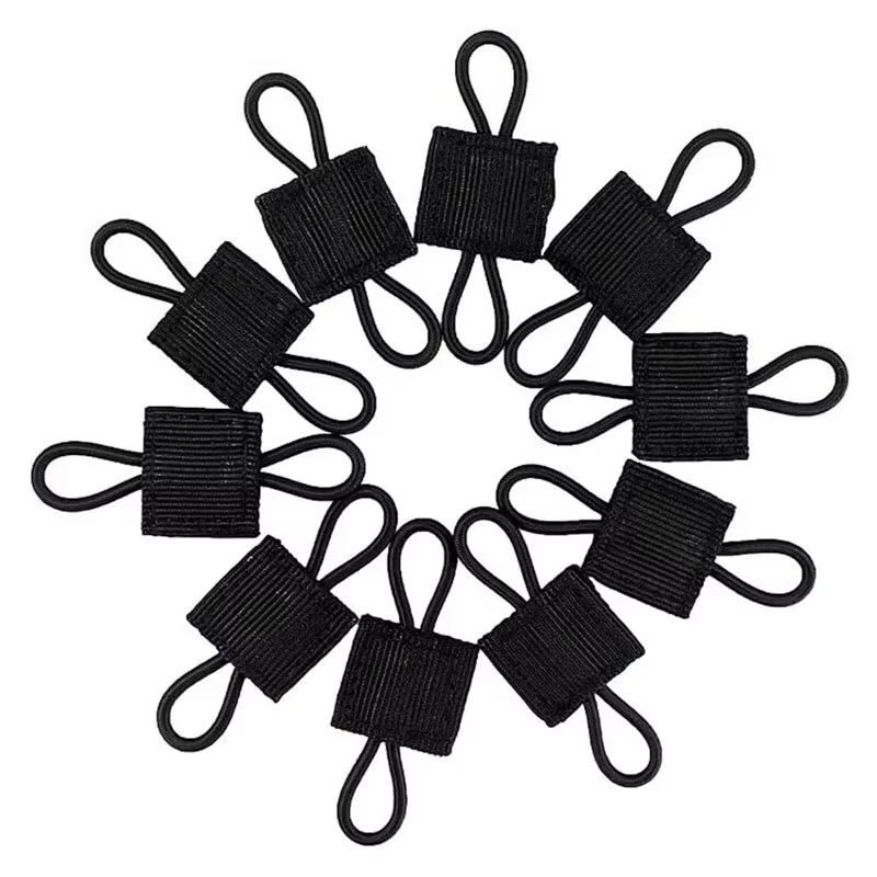 DIZETION 10PCS Black Outdoor Nylon Fastener Tactical Binding Retainer Elastic Molle Ribbon Buckle for Backpack Equipment