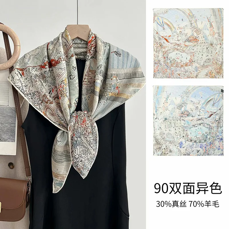 

Нежный элегантный шерстяной шарф для женщин: осенне-зимняя теплая шаль для свиданий, большой платок