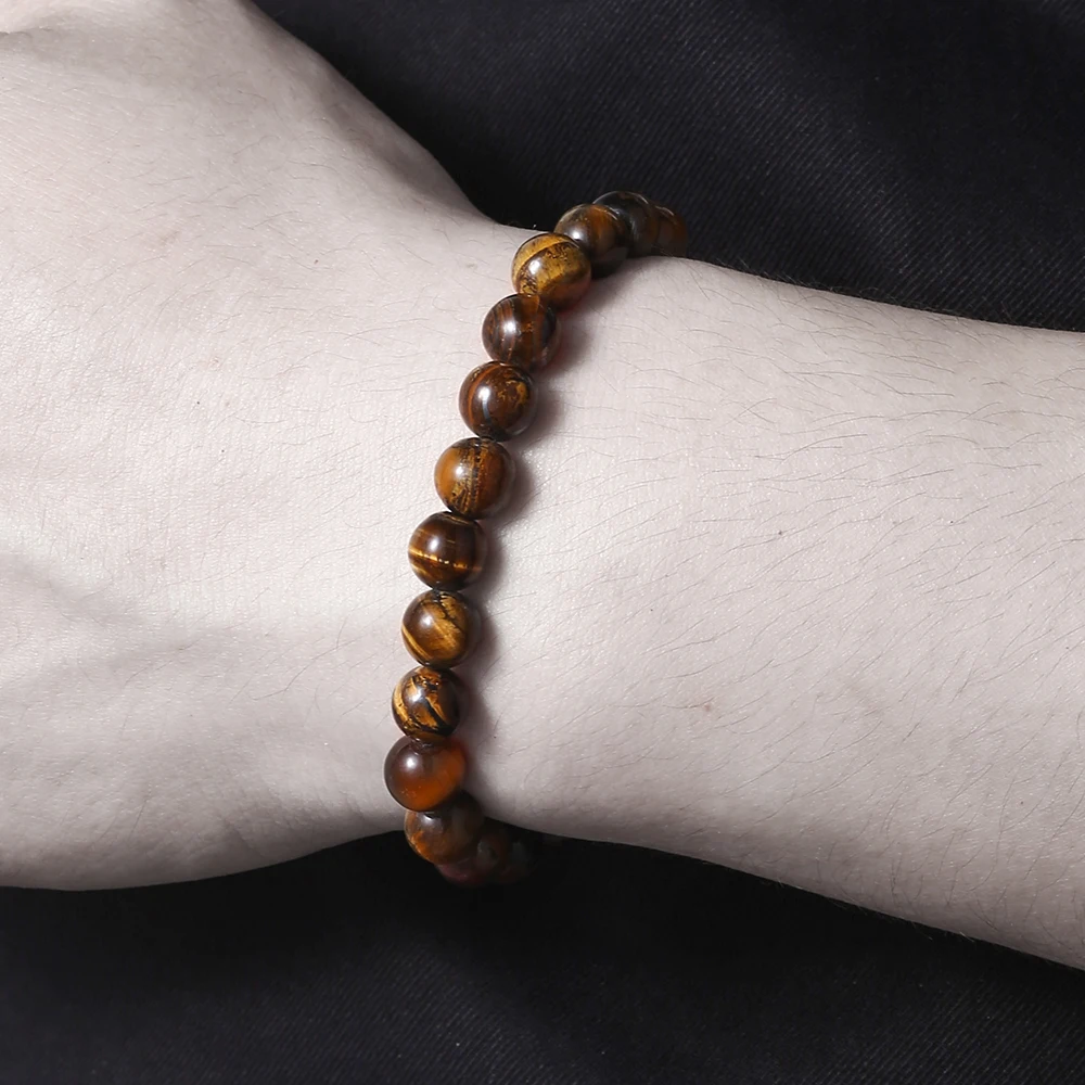 Fashion 6/8/10mm Tiger Eye Stone Bracelet Men and Women Charm Natural Stone Jewelry Healing Buddha Elastic Rope Couple Bracelet