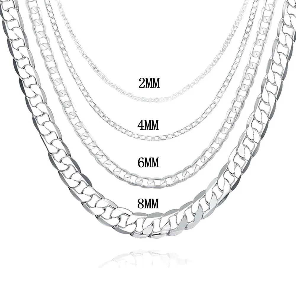 Silber Farbe 2MM/4MM/6MM/8MM Italienische Kubanische Panzerkette Halskette Frau Mann solide Silber Figaro Kette Halskette Klassischen Schmuck