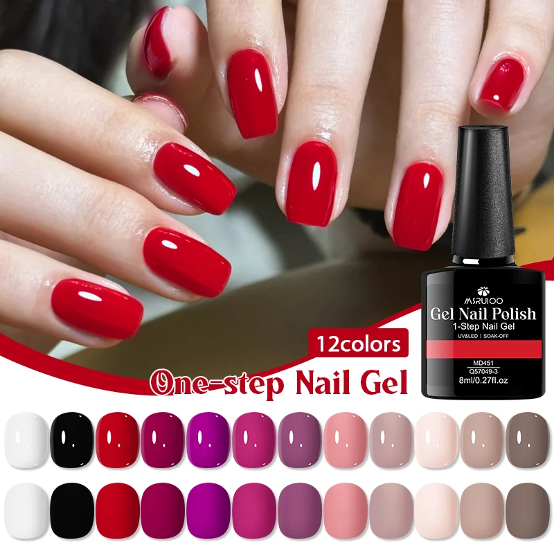 Smalto gel a 1 passo da 8 ml Smalto gel per unghie 3 IN 1 Semi permanente Soak Off Vernici per unghie gel UV Non è necessaria Base Top Coat Forniture per unghie