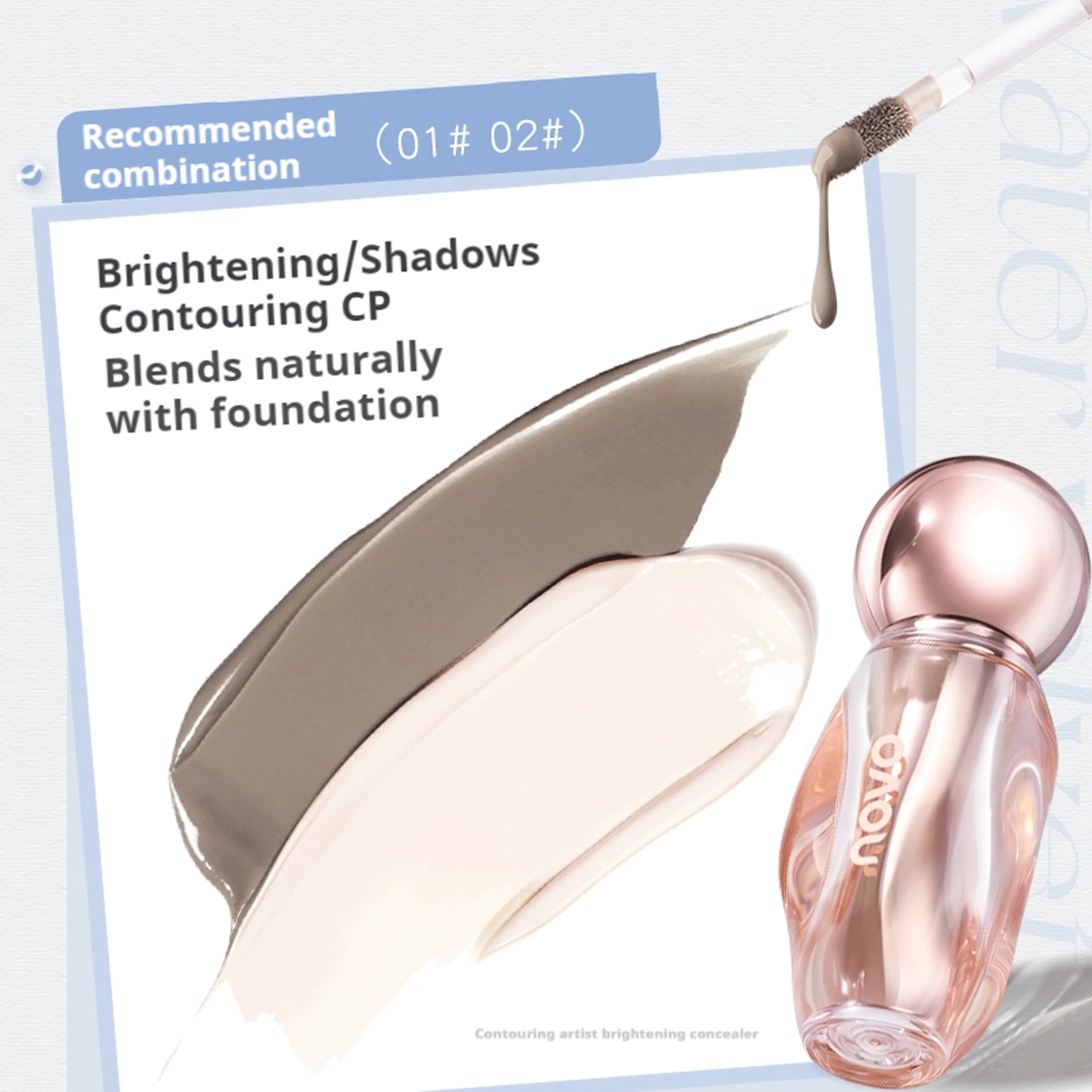 NOVO Corretivo para Contorno e Iluminar Corretivo Iluminador Facial para Cicatrices de Acne e Olheiras