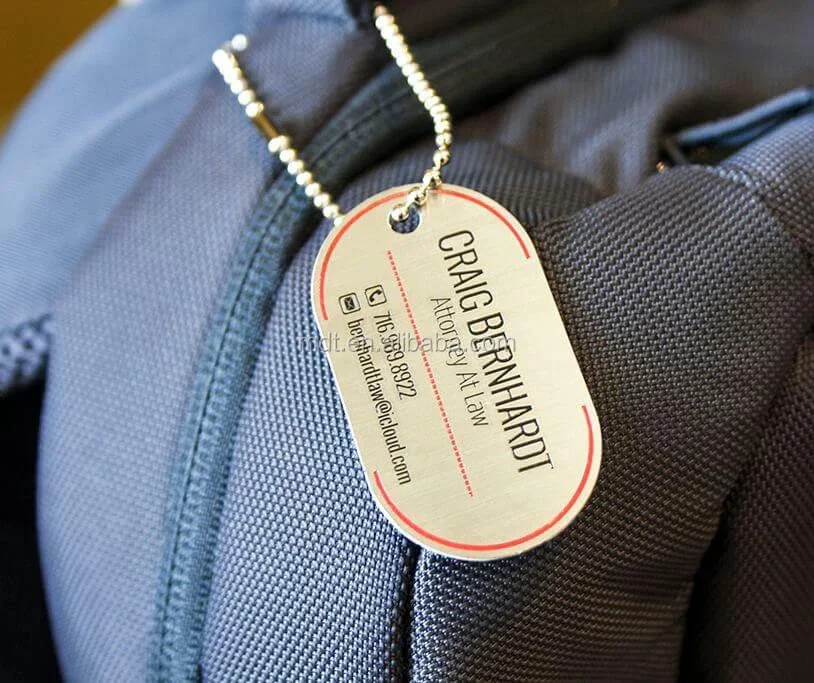 Etiqueta de equipaje de aluminio grabada con impresión