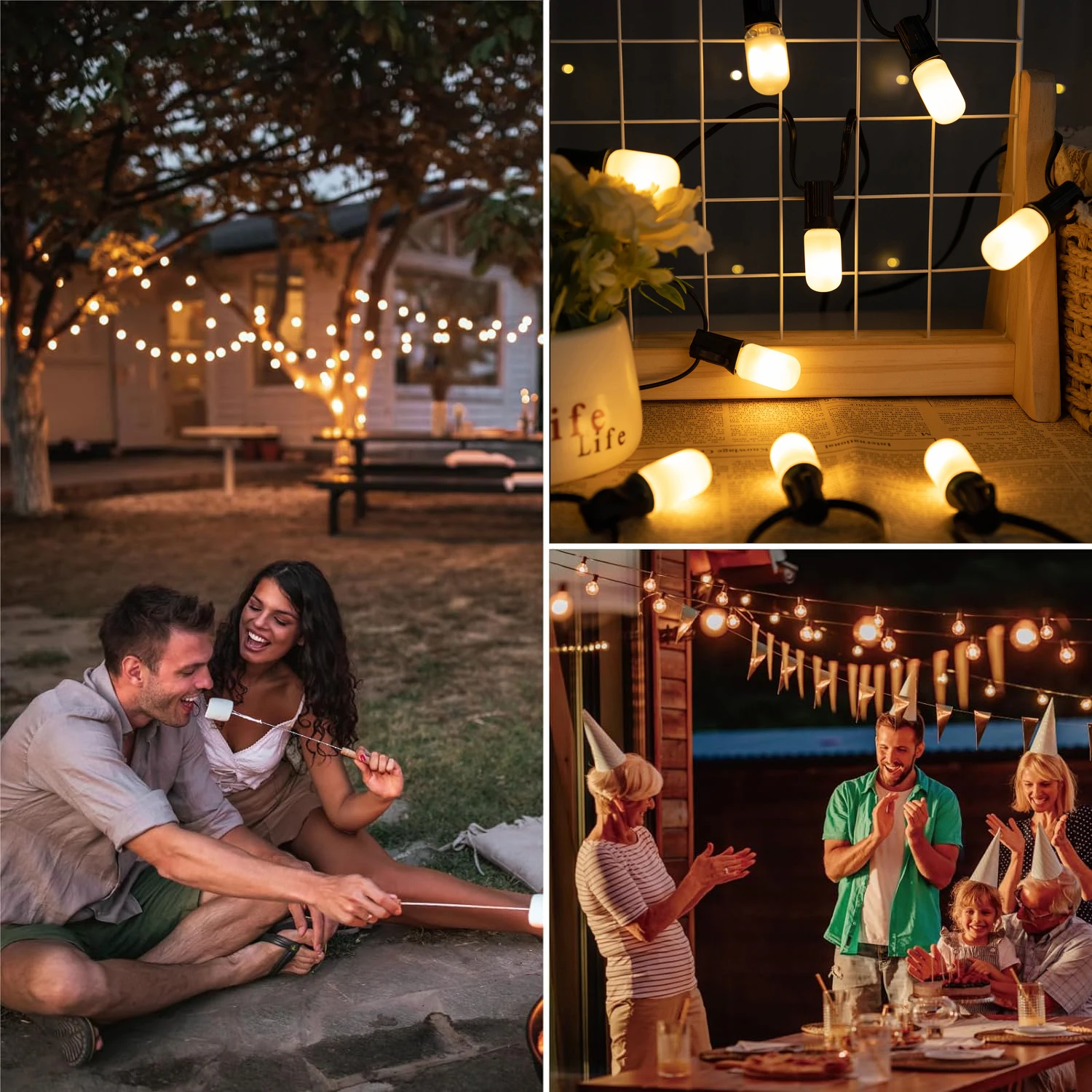 Outdoor T20 Led Light String 220V E12 Garden Garland Frosted Glass Vintage Warm White Waterproof Connectable New Year Decoration