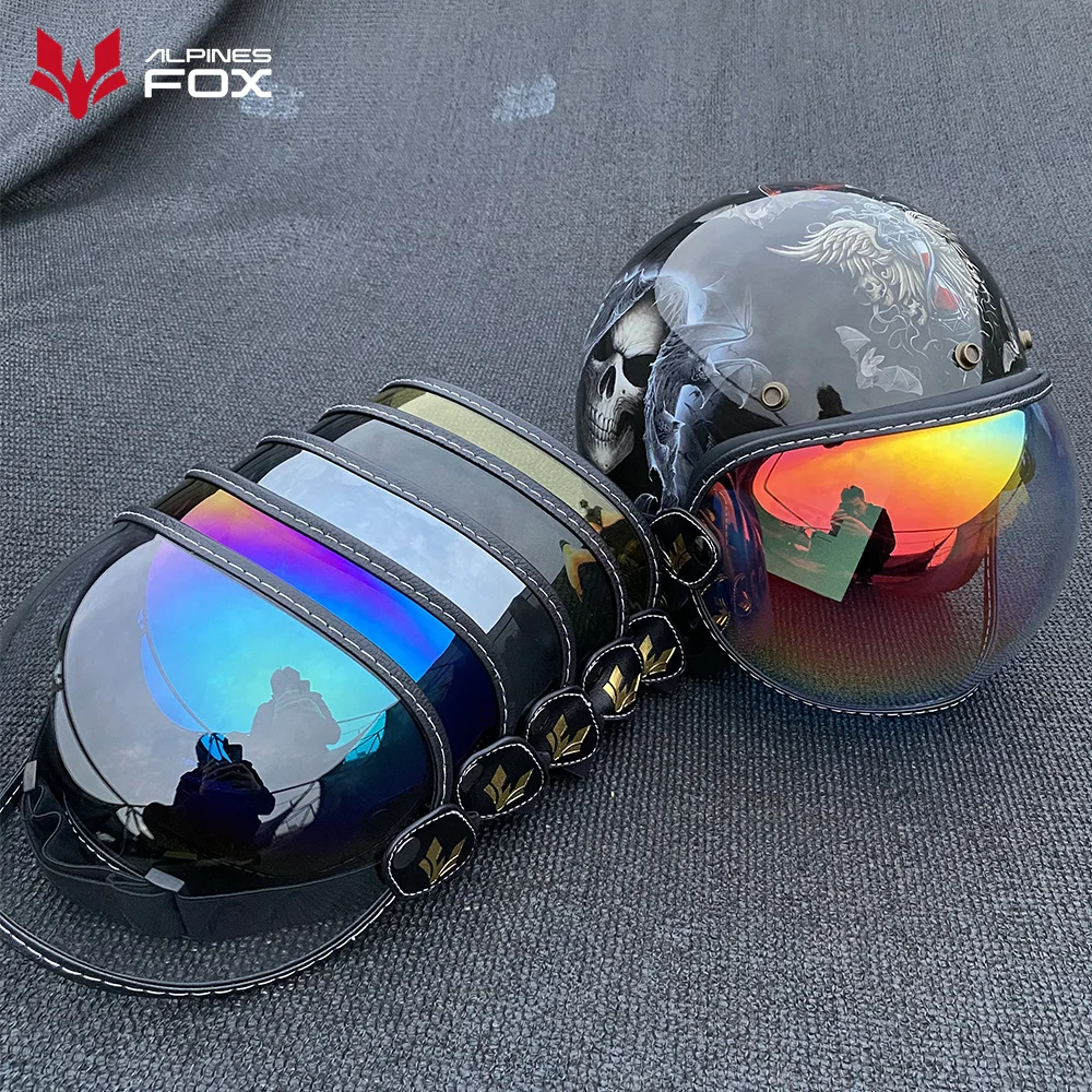 Universal Open Face 3/4 Helmet Visor Lens Bubble Motorcycle Windshield Capacete Lens Windproof Vintage Motorbike Helmet Goggles