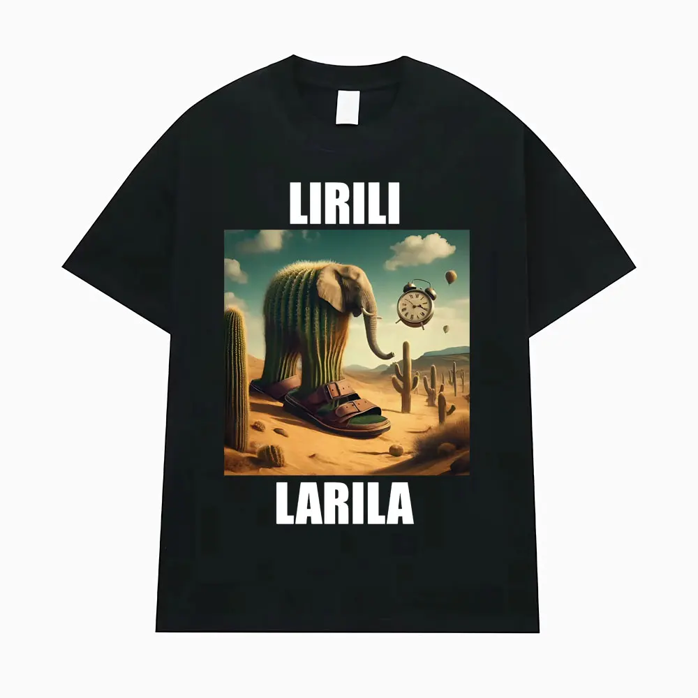 

Мужская футболка Lirili Larila Fun Cactus Elephant с сандалиями Meme, винтажная женская хлопковая футболка высокого качества, очень большая хлопковая футболка