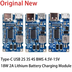 Moduł ładowania akumulatorów litowych Type-C USB 2S 3S 4S 5S BMS 4.5V-15V 18W 2A Obsługa szybkiego ładowania QC z ochroną temperaturową