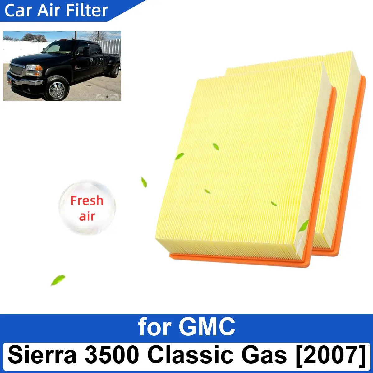 Engine Air Filter for GMC Sierra 3500 Classic Gas 2007 Enginebon Fiber Cabin Auto Filters CA8755A 15908915 15908916 25313349