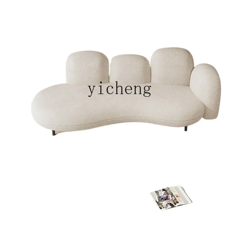 

ZF Fabric Sofa Living Room Bedroom Small Apartment Cream Style Creative Curved Cloud Double Sofa