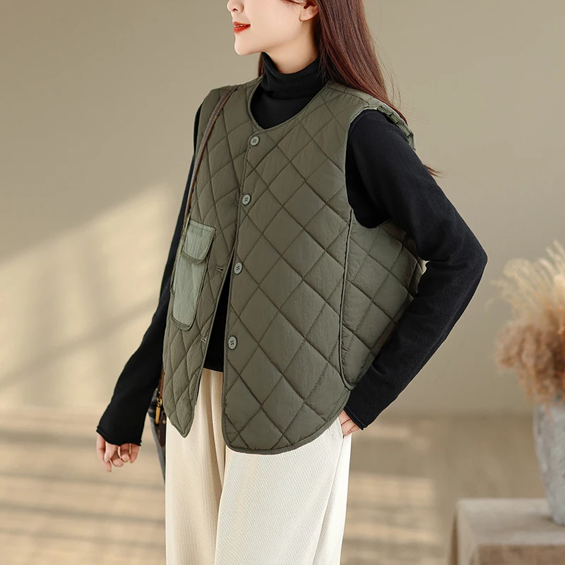 سترة قطنية مبطنة خفيفة الوزن وكبيرة الحجم للنساء Svel كاجوال Jaet Thiened ألياف البوليستر مستديرة Ne زر واحد