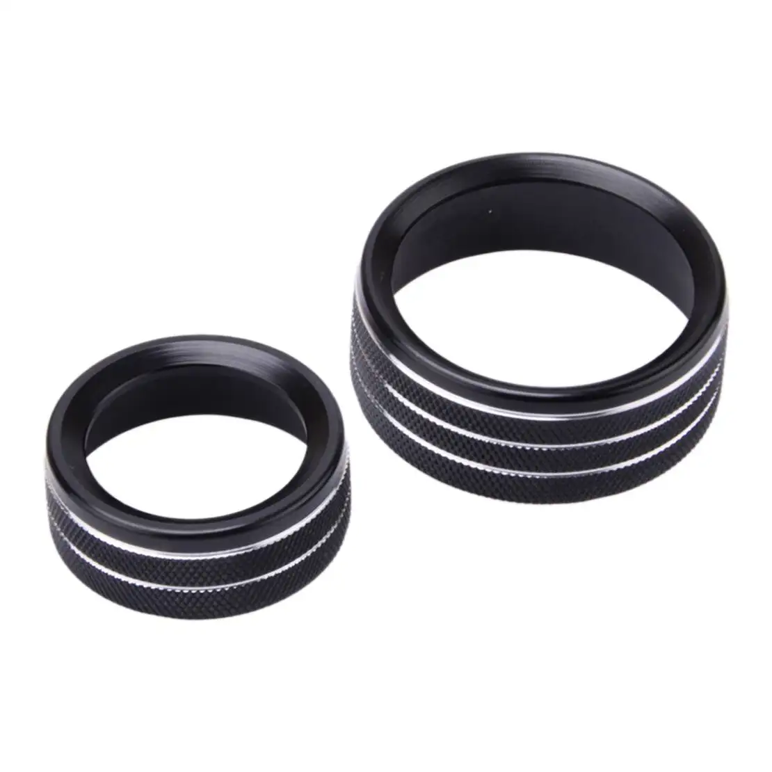 3pcs AC Volume Knob Button Switch Trim Ring Fit for Dodge Charger Challenger Chrysler 300s 2015-2023 Black Aluminum Alloy