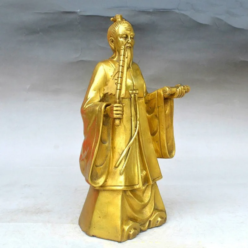 Handheld Divine Whip Taigong Fengshen Bang Jiang Ziya God Statue Brass Ornament