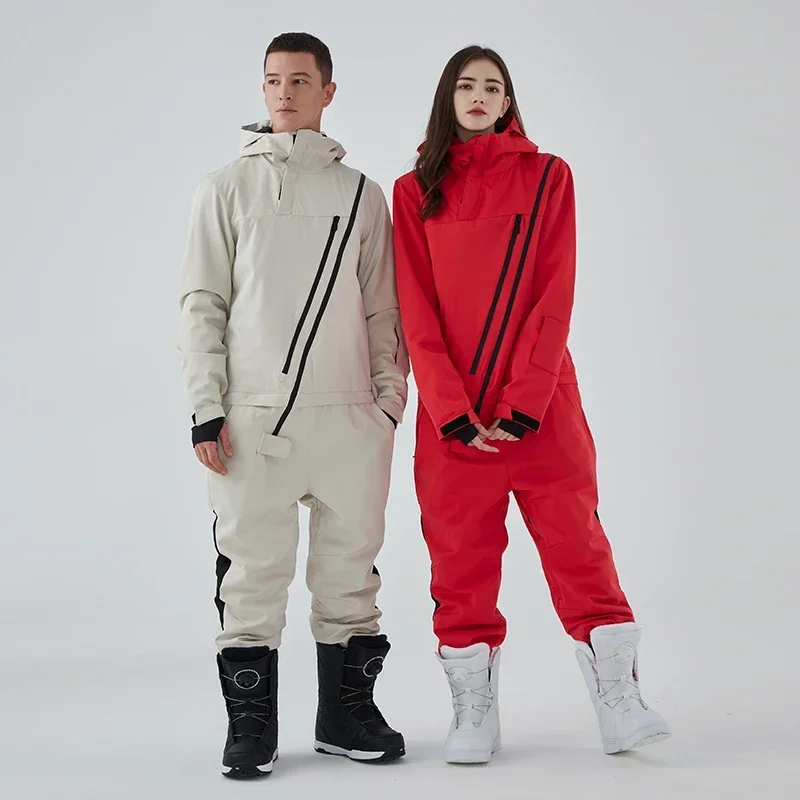 Nieuwe Ski Pak Een Stuk Vrouwen Mannen Overalls Outdoor Snowboard Jumpsuit Skiën Set Sneeuw Broek Winter Kleding Winddicht Waterdicht