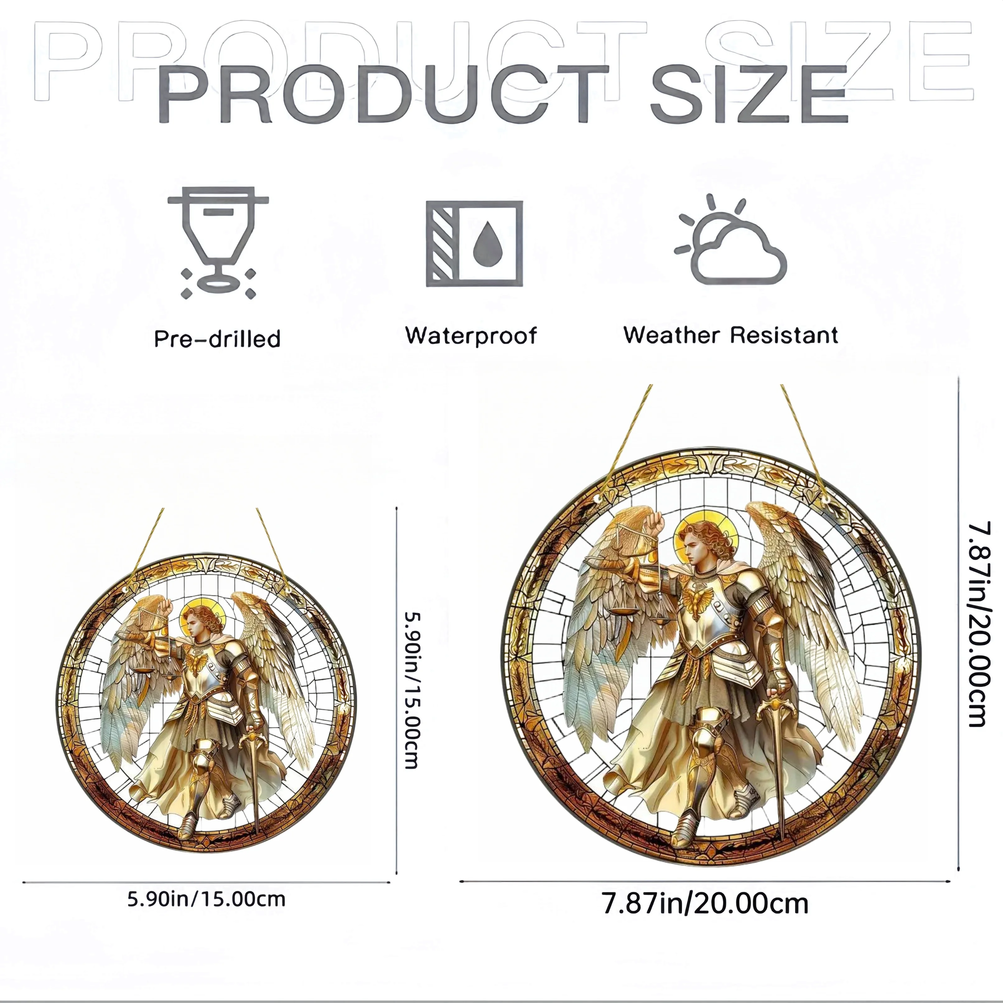 Archangel Michael Stained Glass Suncatcher-Christian Religious Themed Acrylic Translucent Hanging,Home,Room,Garden,window Decor image 2