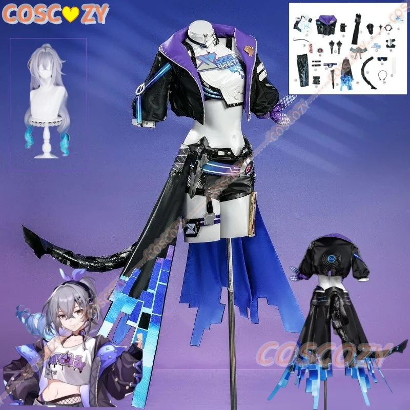 Game Honkai Star Rail Silver Wolf Cosplay Costume Wig Coat Headwear Sunglasses Tail Outfit for Halloween Party Accessories Props