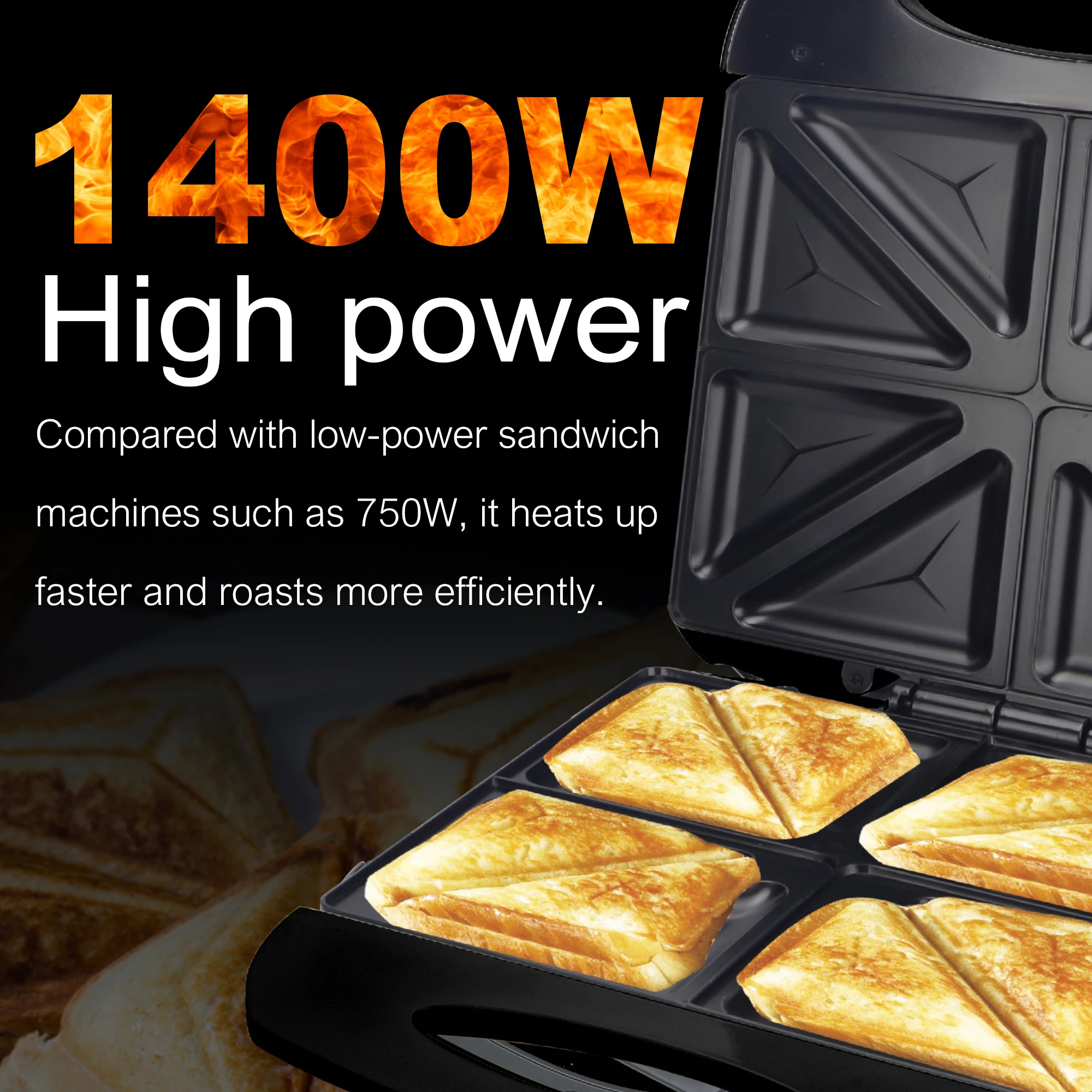 1400W Sandwiches Maker Electric Waffles Machine Cooking Appliances Bread Machine Cake Breakfast Waffle Pot Baking Pan Sonifer