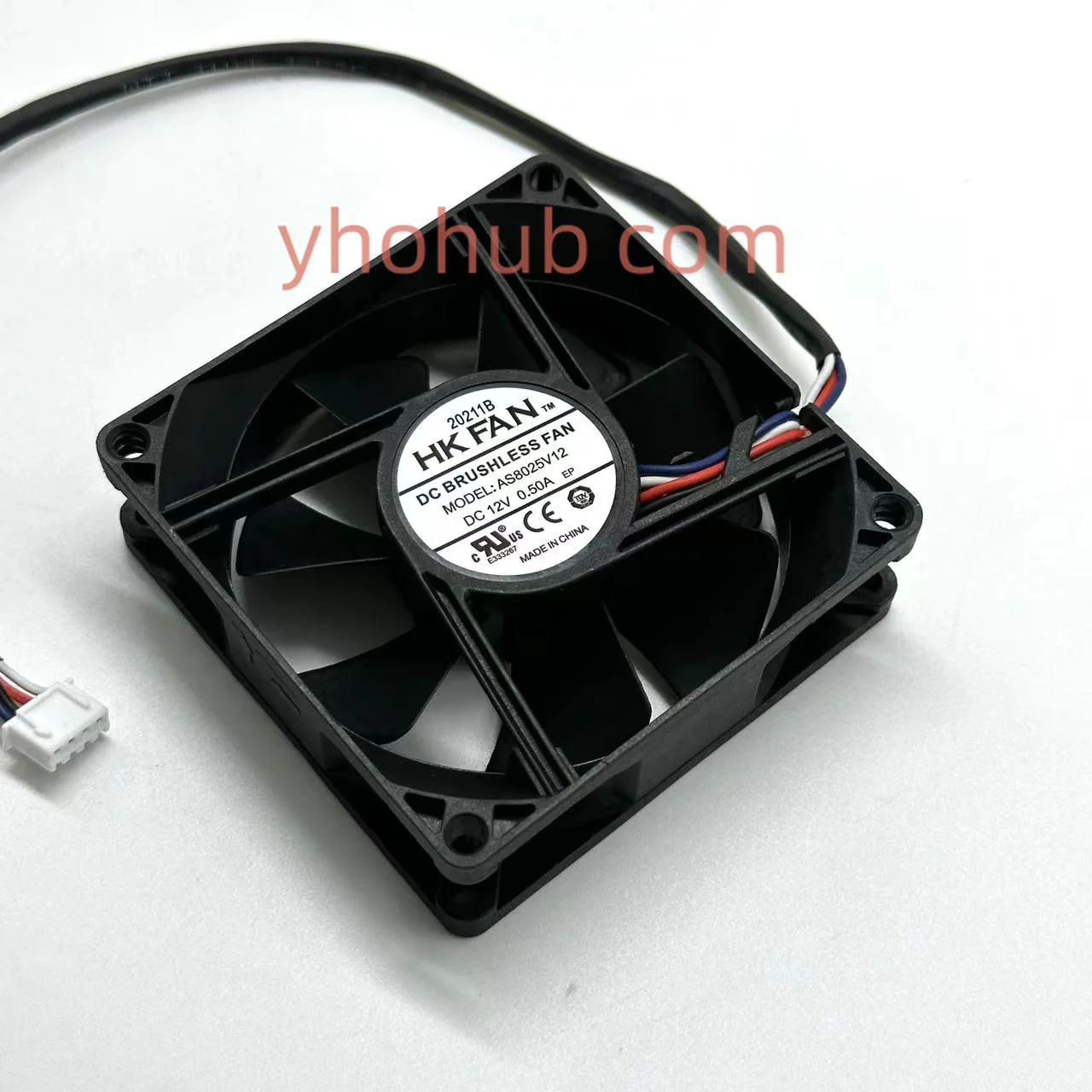 HKFAN AS8025V12 DC 12V 0.50A 80x80x25mm 4-Wire Server Cooling Fan