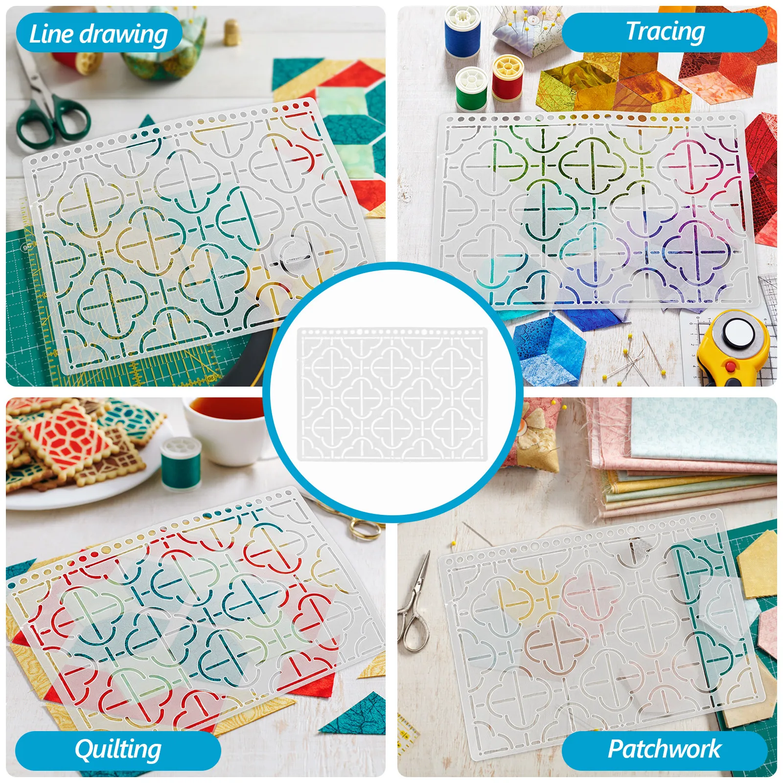 Professional Quilting Template PP Material Sturdy Embroidery Sewing Stencil Patchwork Aid DIY Quilting Stencils for Machine view 3