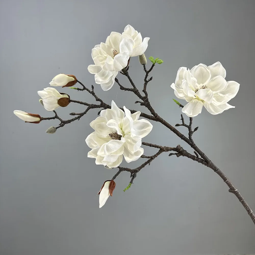 

Real Touch Artificial Magnolia Branch Handmade Realistic Artificial Orchid Flowers EVA Fake Flower Dining Table Decor