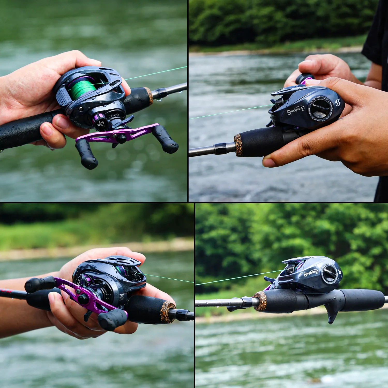 Sougayilang 1.7 متر صنارة صيد السمك من ألياف الكربون قضيب مسبوك وبكرة صب الطعم مع خط بي مجاني كهدية أقصى سحب 8 كجم لباس