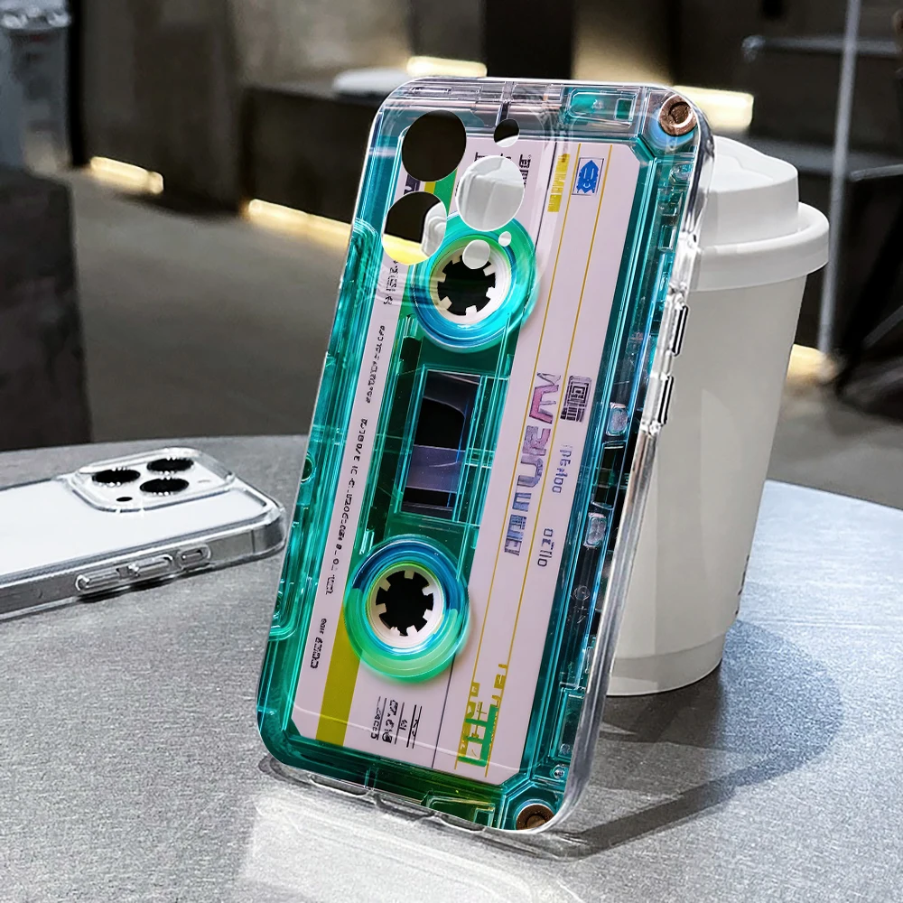 Transparente Hülle für Samsung Galaxy S25 S24 S23 Ultra S22 S21Plus FE A56 A55 A54 A53 A36 A35 A34 5G PC Retro Kassetten-Kunst Schutzhülle – Detail 6