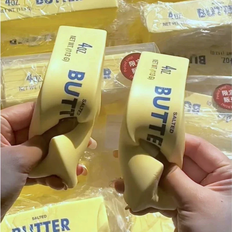 1 Pc Simulate Butter Slow Rebound Pinch Decompression Slow Rebound Butter Bread Pinching Ornament Relax & Decompress & Knead New