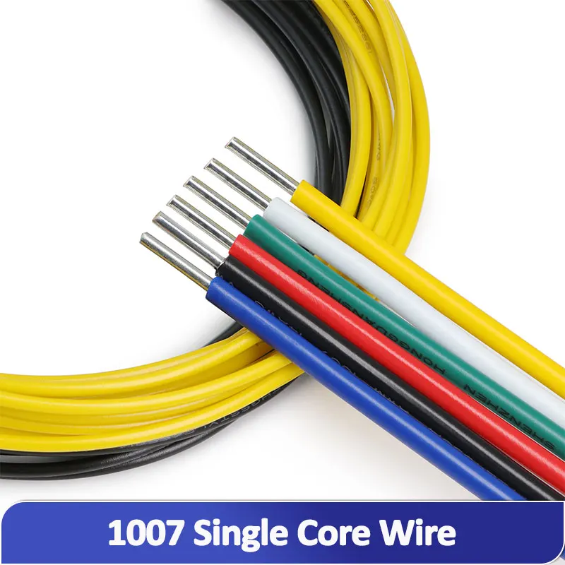 2-10m 1007 Single Core Electric Wire 26 24 22 20 18 16 14 AWG PVC Insulation Solid Line Tinned Plating Electronic Cables