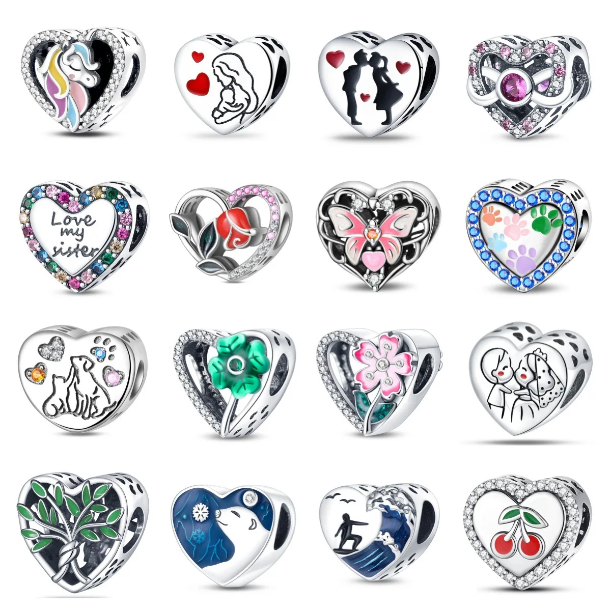 Factory direct-sale of ready-made heart-shaped charming pendant jewelry for DIY accessories such as necklaces and bracelets.