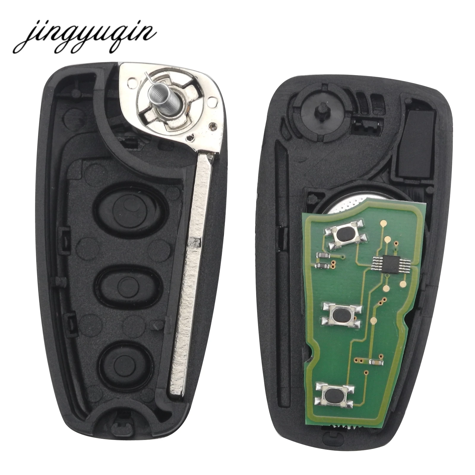 jingyuqin 3 Buttons 433/315Mhz ID63 Chip Flip Folding Remote Control Key For Ford Focus Fiesta 2013 HU101 Blade Replacement