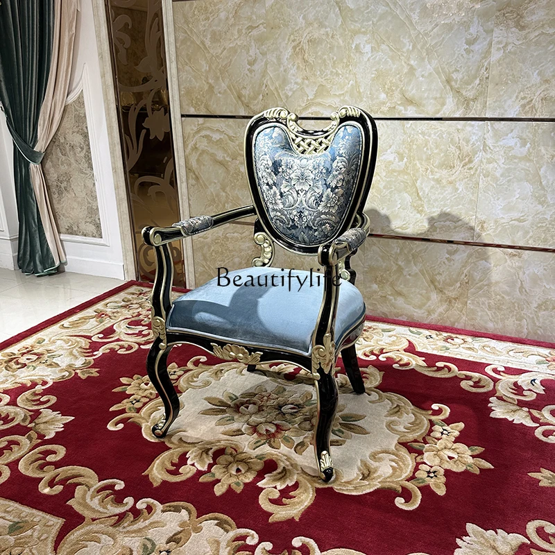 *Escritorio francés, combinación de escritorio y silla europea, estudio de escritorio de computadora de ébano de lujo