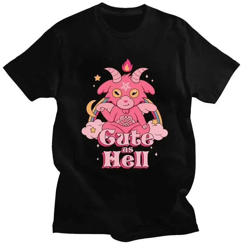 Kawaii Occult Devil Satan Goat Lucifer T Shirt Men Women Cute Cartoon Graph Tshirts Harajuku Aesthet Tee Ropa Hombre