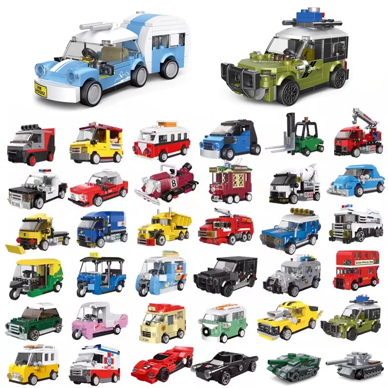 【セール中】Decool ミニプルバック車ビルディングブロック T1 キャンピングカーレーシング RV ロンドンバス救急車軍用戦車レンガのおもちゃキッズボーイズギフト