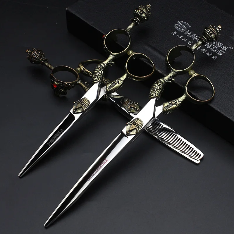 Professional hair salon barber scissors 6 inch hairdresser special barber shop scissors flat cut teeth shear thinning suit