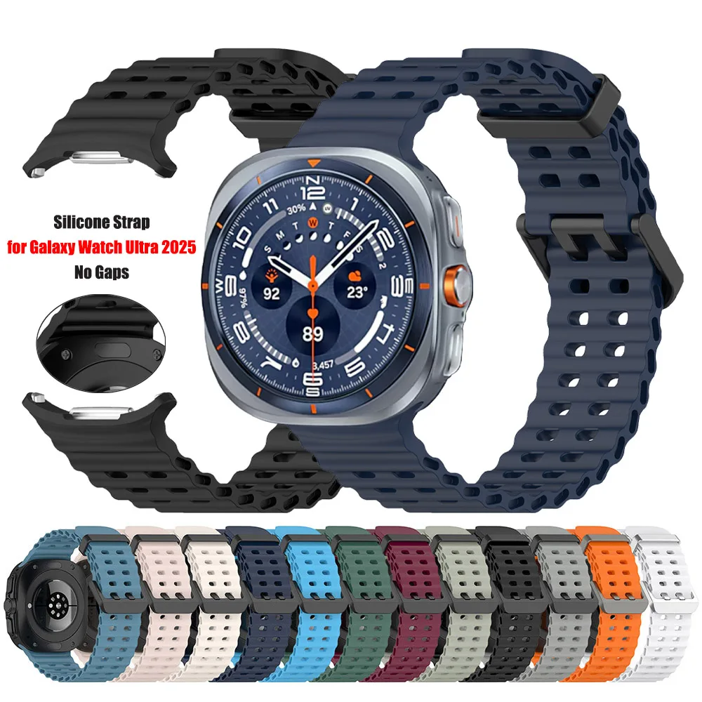 Cinturino sportivo in silicone per Samsung Watch Ultra 2025 47mm cinturino Correa braccialetto galaxy Watch 7 Ultra 47mm cinturino in gomma senza spazi vuoti
