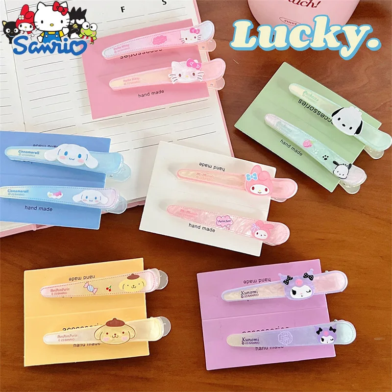 Sanrio Hair Clips Anime My Melody Kuromi Cinnamoroll Pochacco KT Hairpin Cartoon Artistic Fashions Accessories Gifts for Girls