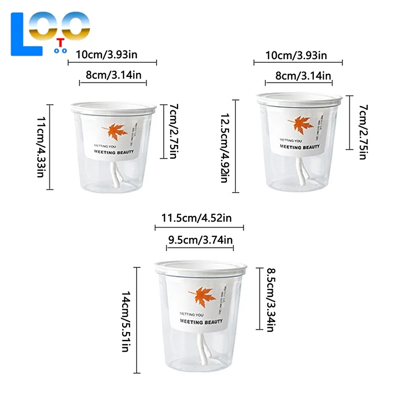 Белый цветочный горшок 4,33/4,92/5,51 дюйма с автоматической присоской, семейный горшок