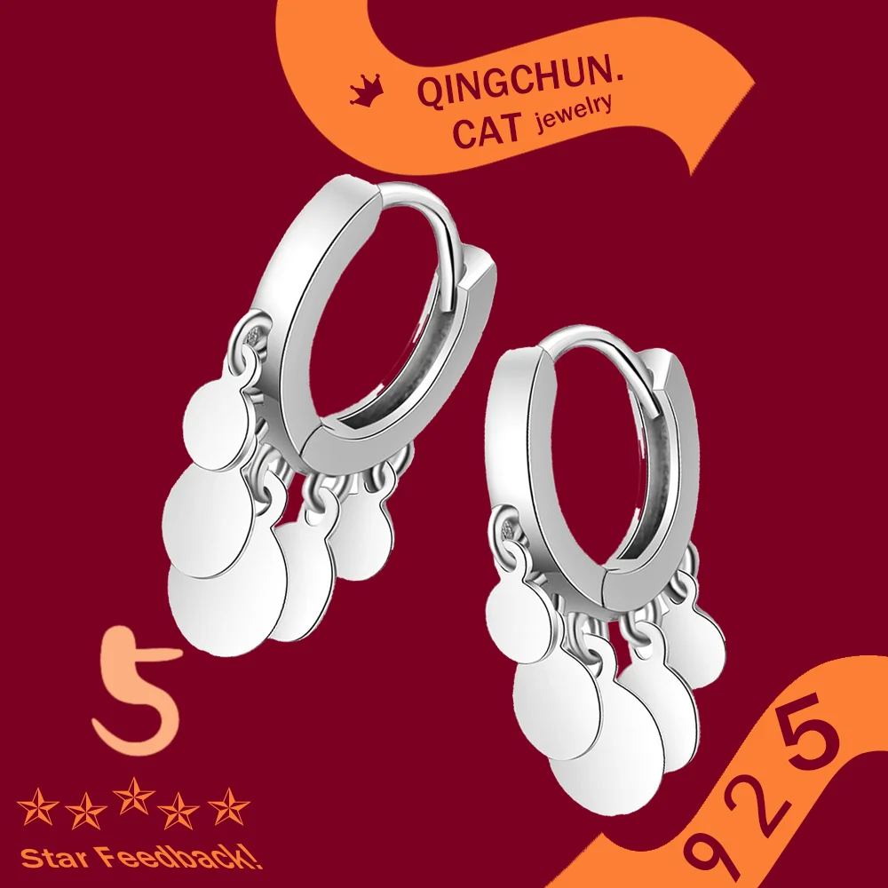 

Engagement Trendy 925 sterling silver Tassel Hoop Earrings Pendant Dangle Earrings For Women Gift 2026 new Accessorie Jewelry