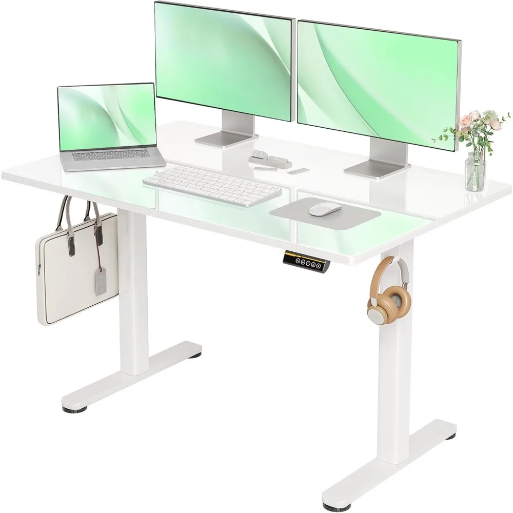 Glass Standing Desk, Electric Standing Desk Adjustable Height,48 Inch Adjustable Stand Up Desk,Quick Install HomeOffice Computer