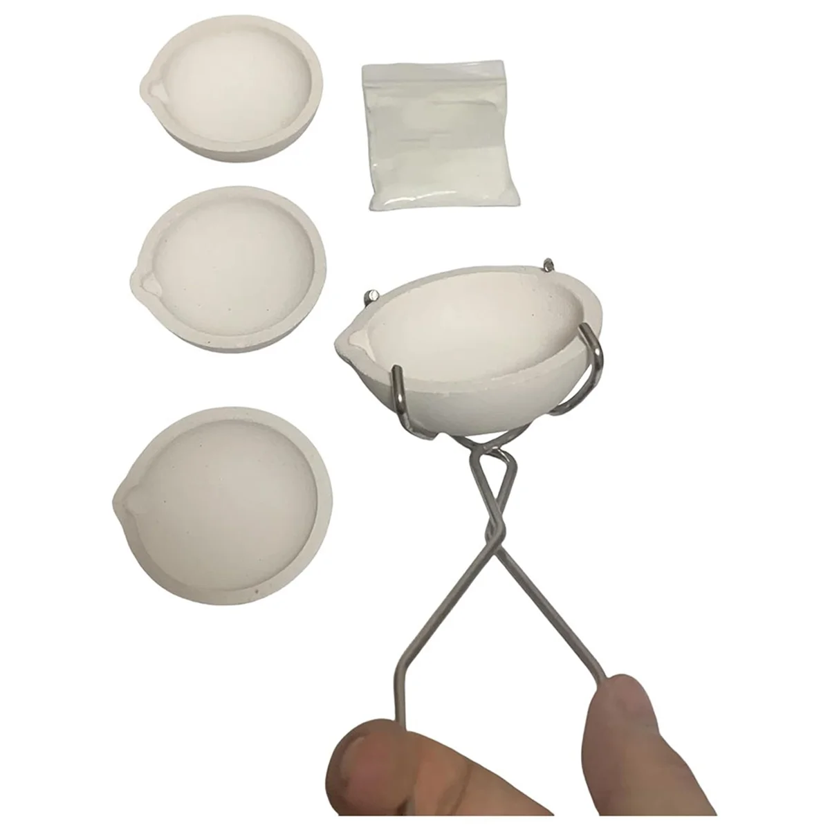 AA87C 4 Buah Cangkir Piring Mangkuk Wadah Kuarsa Keramik untuk Mencair Pegangan Penjepit Cambuk Tembaga Perak Emas dan 20G Boraks