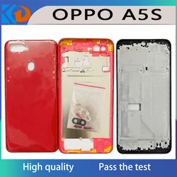 For Oppo A5S LCD Front frame With Camera Lens Side Button Back Battery cover Housing